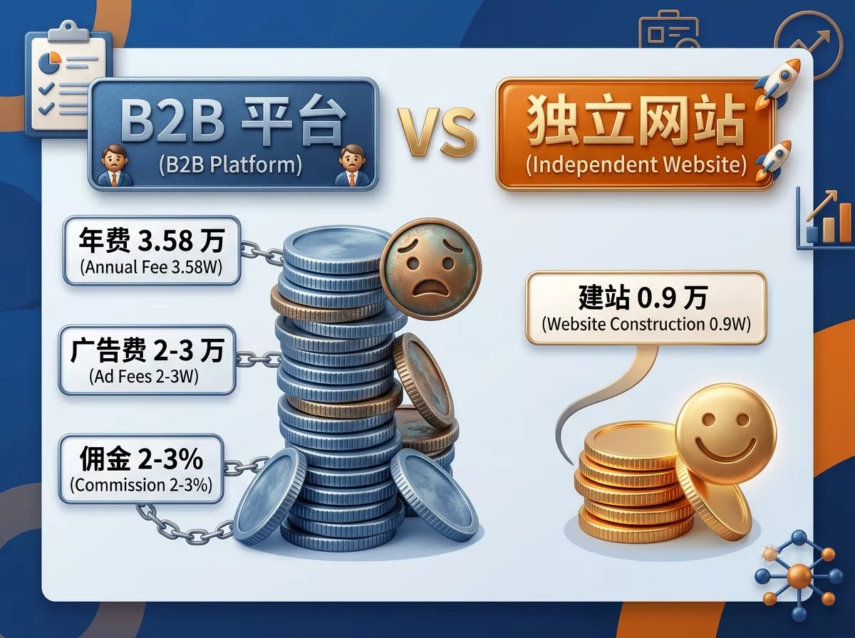 外贸独立站与B2B平台成本对比图表.webp